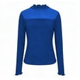 thumbnail image 5 of Miluxas Womens Long Sleeve Mesh Tops Mock Neck See Through Lace Shirts Sheer Going Out Fall Outfits Dark Blue XL(XL), 5 of 6
