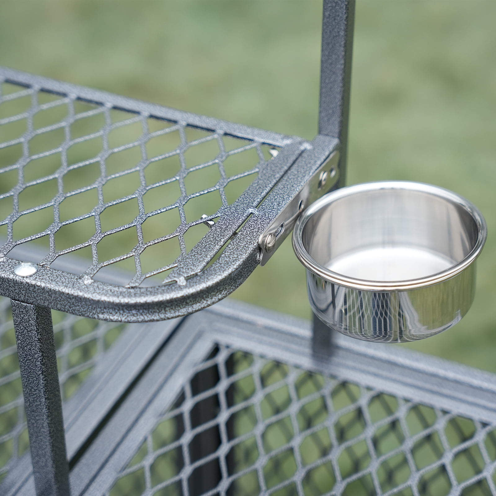 Walnest Heavy Duty Large Bird Aviary Cage 44x28.74x44.5-65 Inch, Rustproof Outdoor Bird Cage with 2 Feeding Bowls & Feedable Doors for Parrot, Eagle, Pigeon, Hornbill & Large Birds