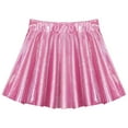 thumbnail image 3 of YONGHS Girl's Shiny Metallic Skater Skort Dance Athletic Pleated A-Line Mini Scooter Skirt Hot Pink 6-8, 3 of 7