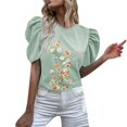 thumbnail image 1 of Gibobby Playera de Manga Corta Casual Suave Camiseta manga corta con cuello redondo y estampado flores para mujer(Verde,CH), 1 of 5