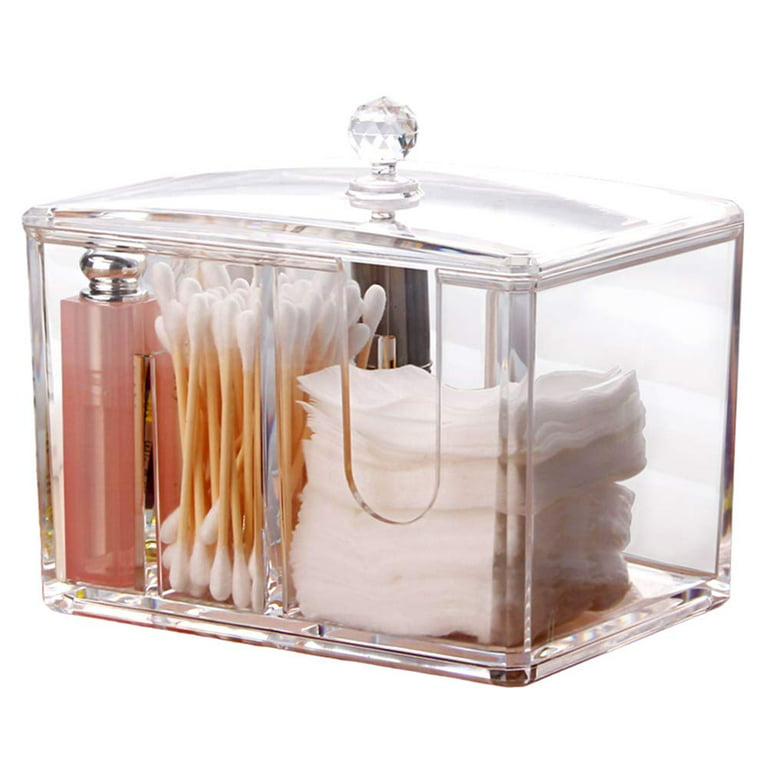 2X Cotton Swab Holder With Lid Portable Qtip Holder Travel Case Cotton Swab  Jar