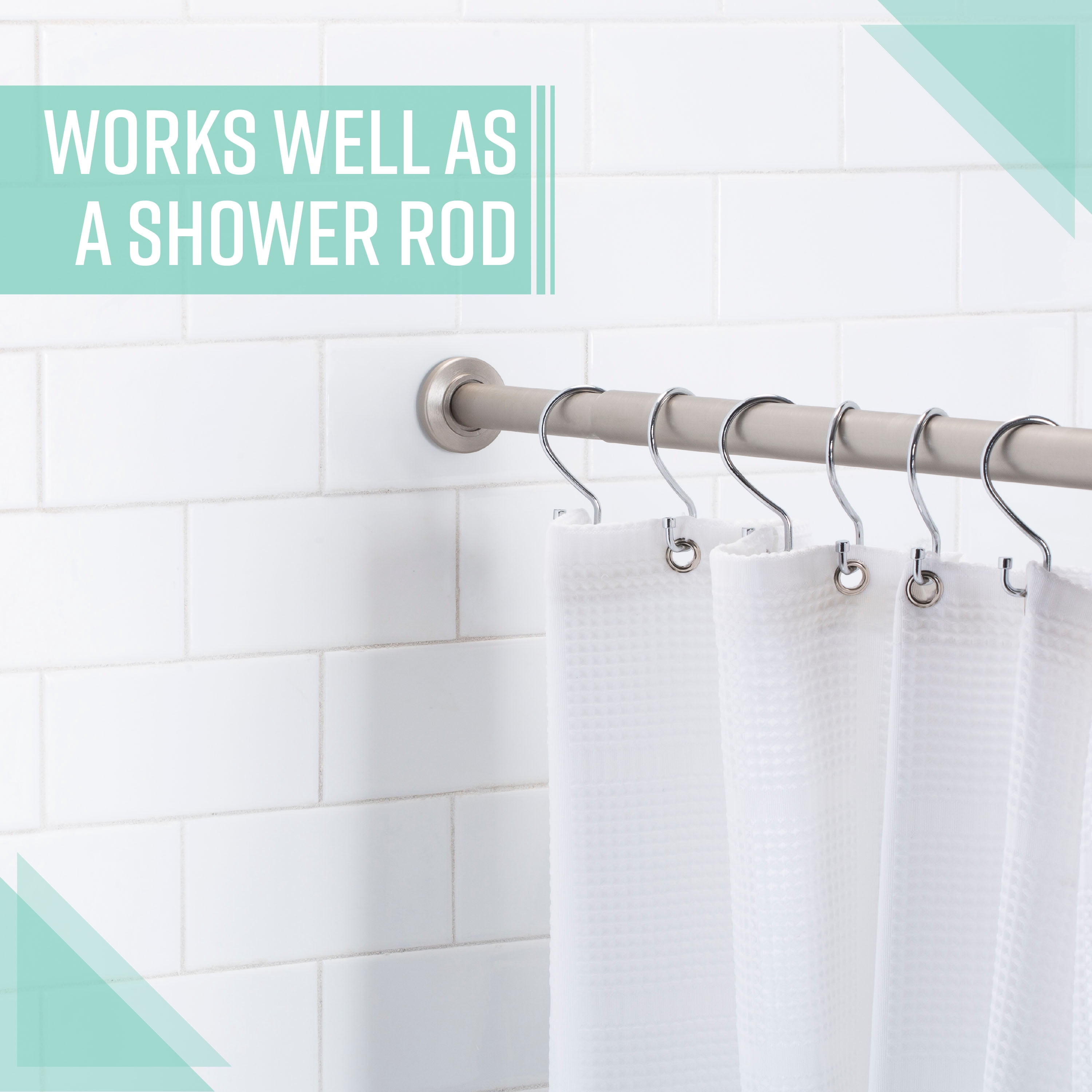 Home Details 42"-74" Adjustable Tension Curtain Rod in Satin Nickel