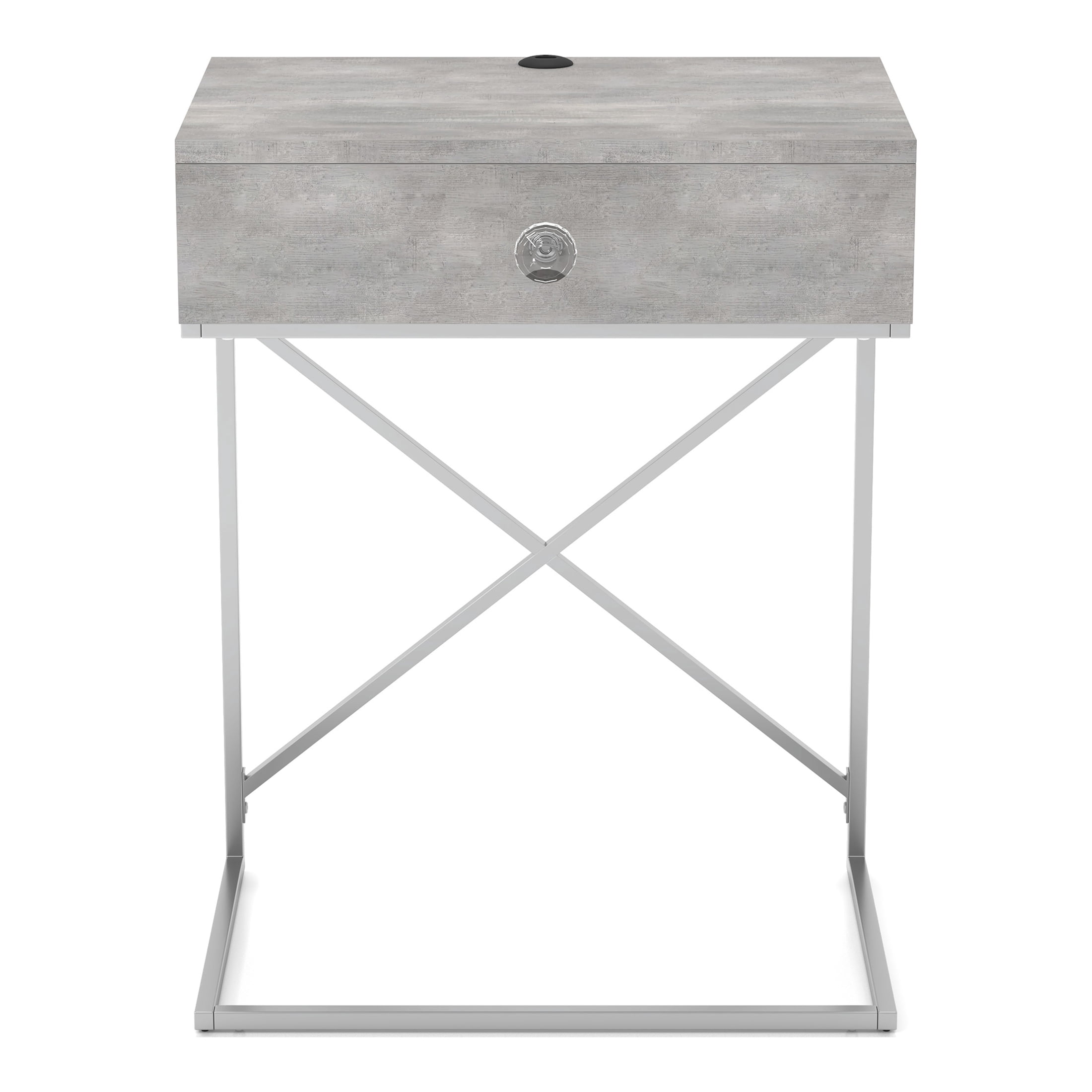 Furniture of America Fonda End Table with USB, Light Gray