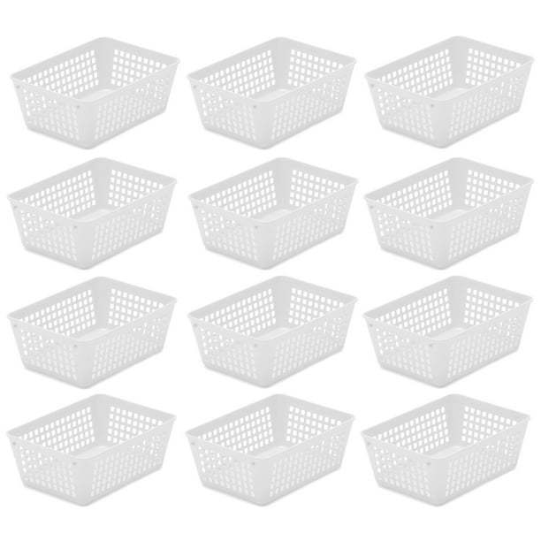YBM Home 12Pack White Plastic Storage Baskets for Office Drawer