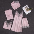 thumbnail image 5 of Nnhblu Women's Sleepwear Long Pants+tops Pajamas Five Piece Set Home Pajama Sets for Women Soft Pajamas for Women Deals Clearance Pink - L, 5 of 5