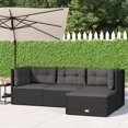 thumbnail image 1 of vidaXL 4 Piece Garden Lounge Set with Cushions Black Poly Rattan, 1 of 5