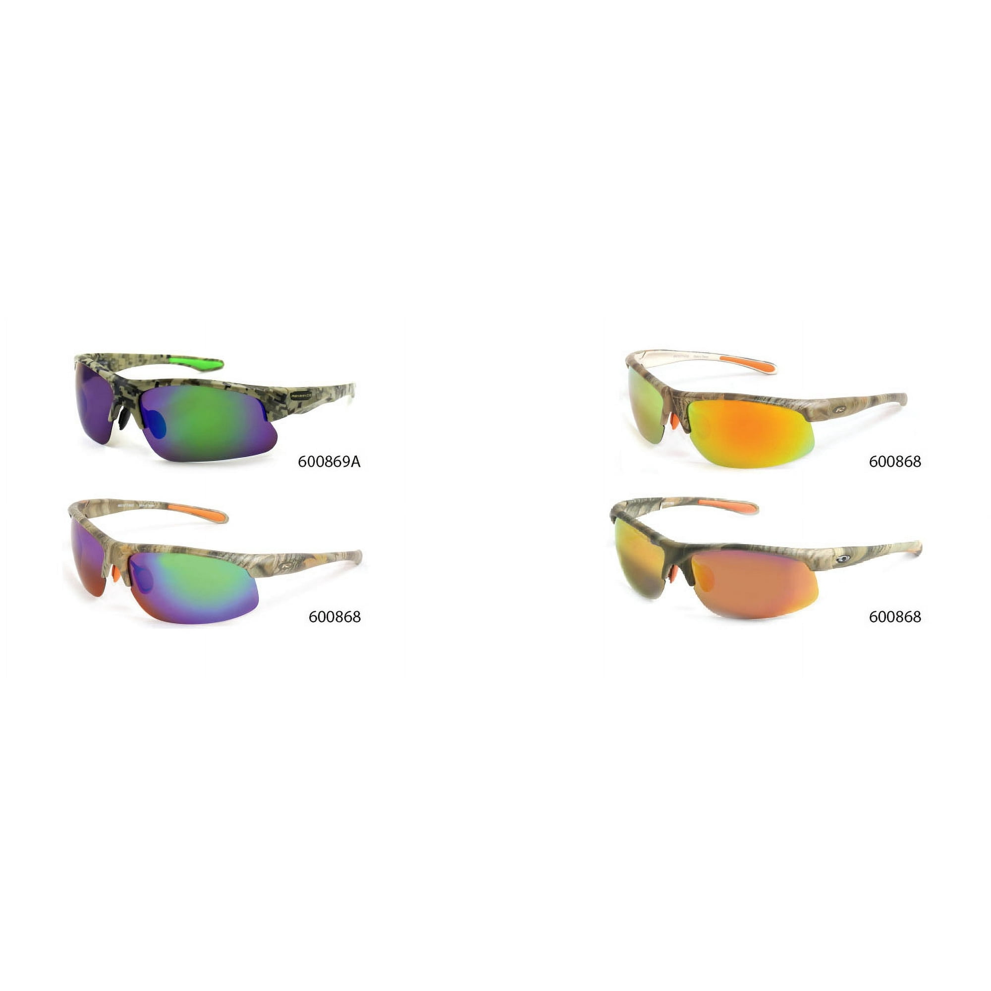 Renegade Polarized Sports Fishing Sunglasses, Camo for adults men and women(4 Pack)