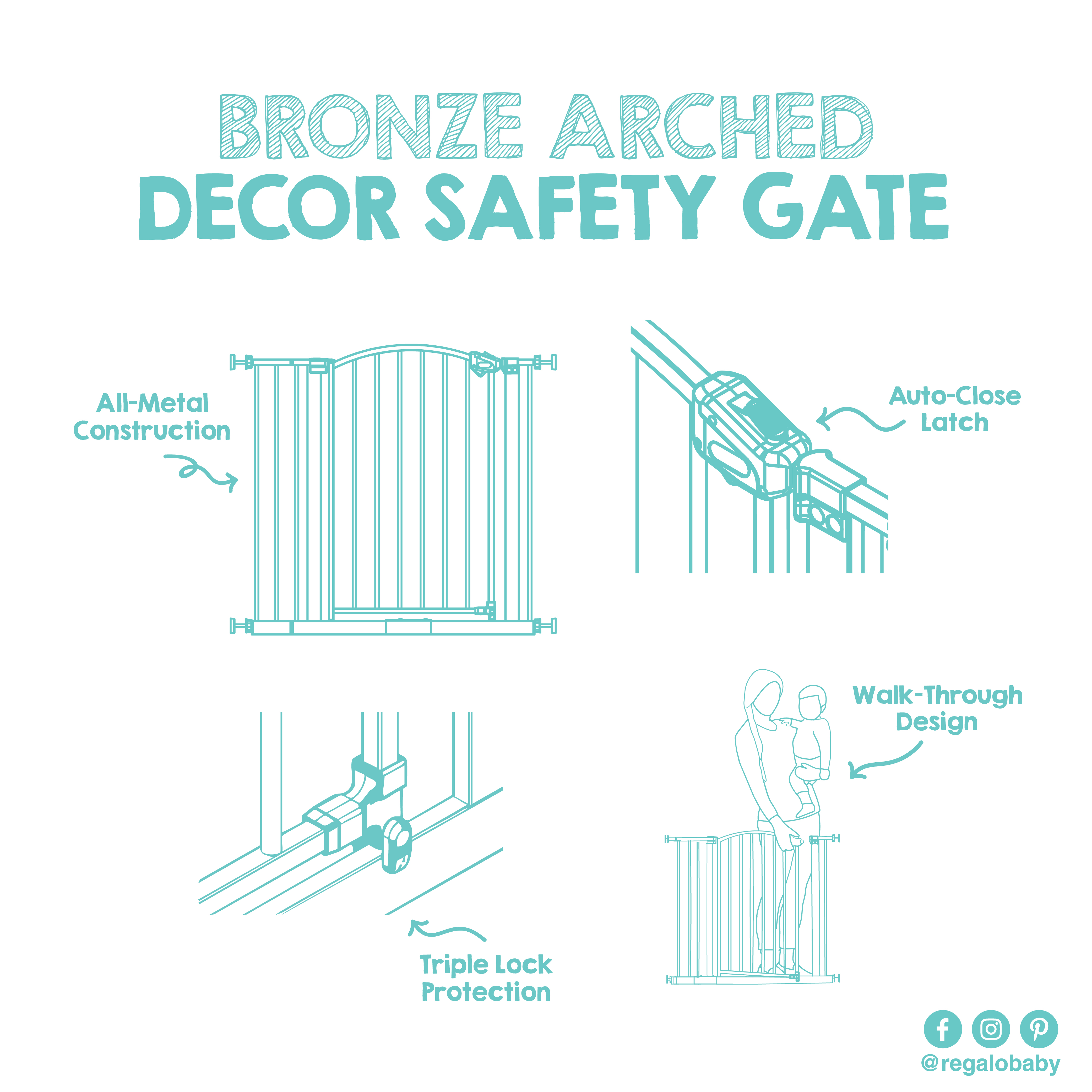 Regalo Extra Wide Arched Decorative Safety Gate photo 7