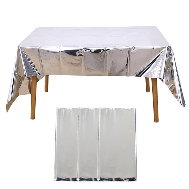 yellow Mantel de fiesta de aluminio de 3 piezas, mantel impermeable de plástico brillante para fiesta de compromiso de boda, 54X108 pulgadas