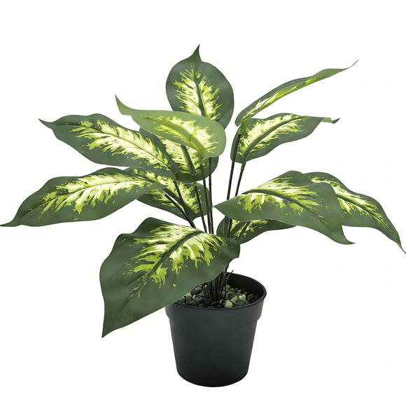 CasaVibe Planta Artificial Altamente Realista de 12.6 Pulgadas Evergreen en Maceta de Plástico Verde