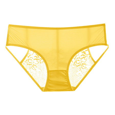 Fulorrnie Underwear for Women Seamless Thong Comfort No Show Panties Cheeky Waistband Ventilated Panty  Yellow  L