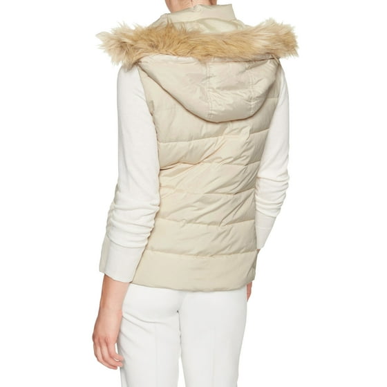 Banana Republic New Banana Republic Womens Fur Hood Puffer Vest Off