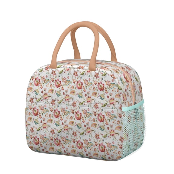 Womens Pioneer Flower Floral Print Pattern Lunch Box for Work,Insulated Lunch Bag for Women,Loncheras Para Mujer,Leakproof Adult Lunch Bag for Work,Beach,Travel,Picnic,Camping