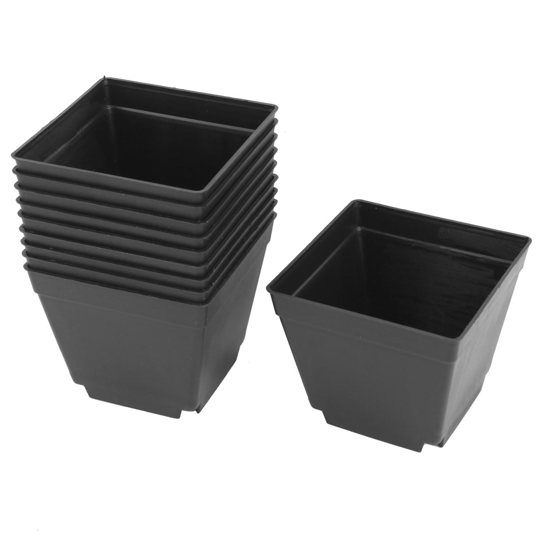 10pcs Indoor Outdoor Home Garden Small Square Plastic Flower Pots Trays Black 