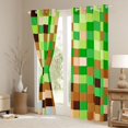 thumbnail image 3 of Homewish Square Buffalo Kids Black Out Curtains, Cartoon Building Gamers Curtains Pack of 2 (42x63 Each), Brown Green Block Patchwork Bedroom Curtains, Black Out Curtains Decor, 3 of 6
