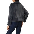 thumbnail image 3 of Abrigo de piel sintética recortado para mujer, chaqueta de invierno de moda, abertura frontal, solapa con muesca, manga larga, abrigo esponjoso, L gris oscuro, 3 of 6
