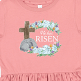 thumbnail image 4 of Inktastic Easter He Has Risen with Cross and Flowers Girls Toddler Dress, 4 of 5