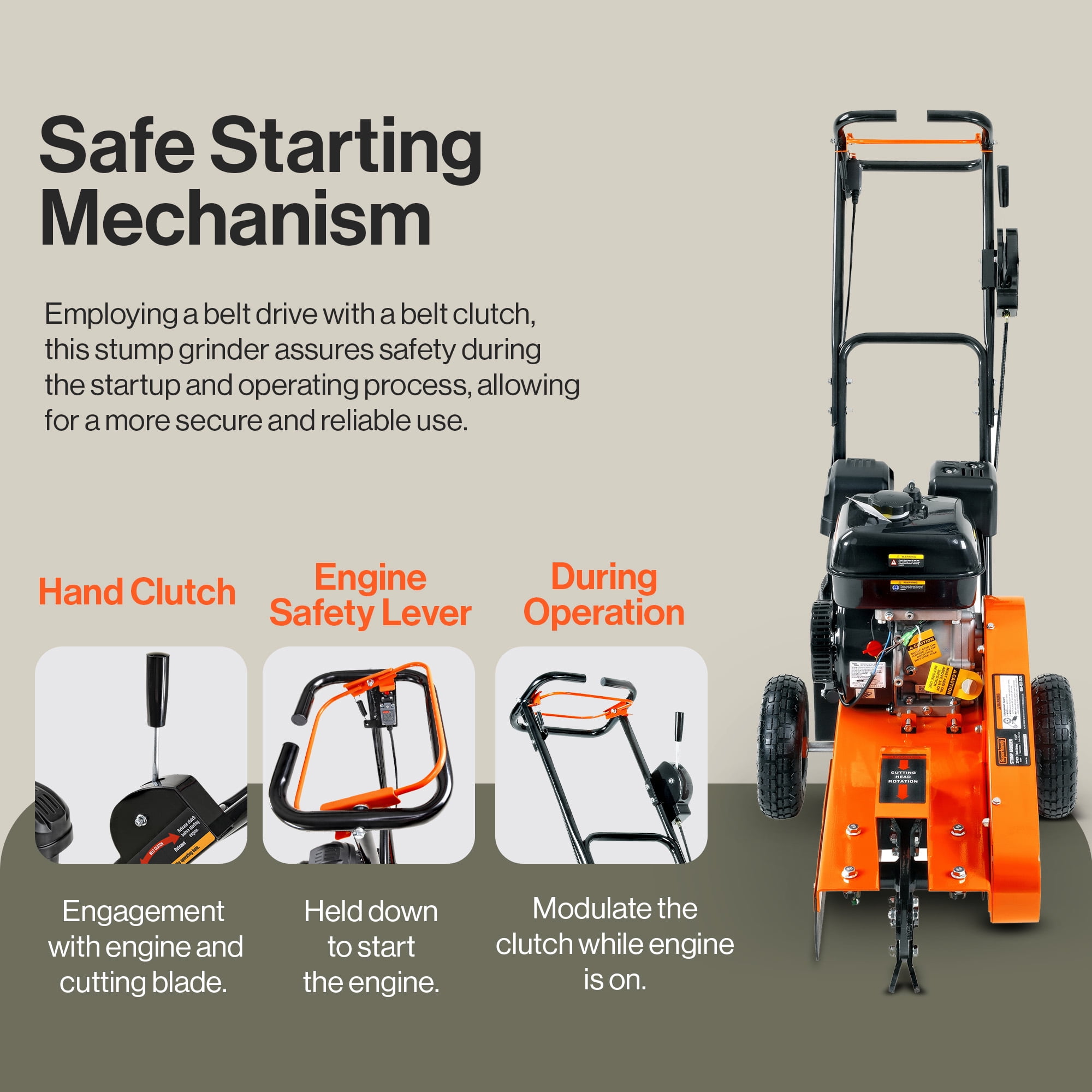 Compact Stump Grinder Pro - 9HP, 12" Cutting Blade, Effortless Stump Removal