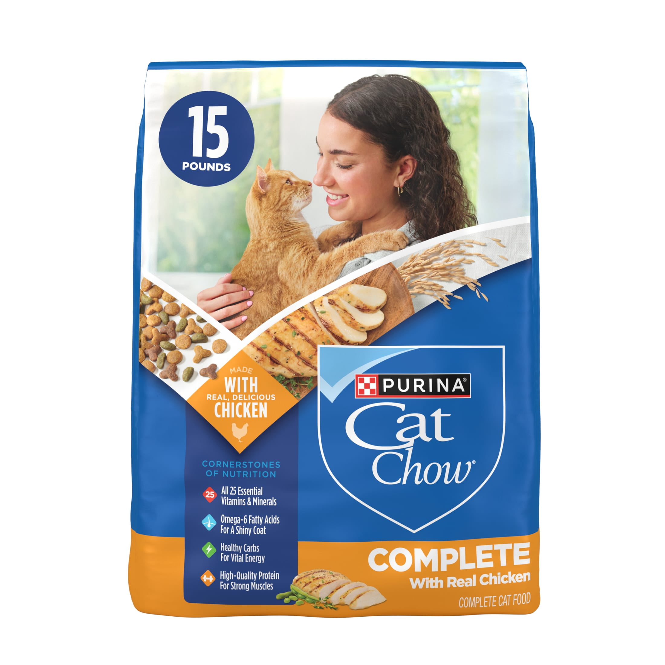 (2 pack) Purina Cat Chow Complete High Protein Dry Cat Food with Real Chicken, 15 lb Bag