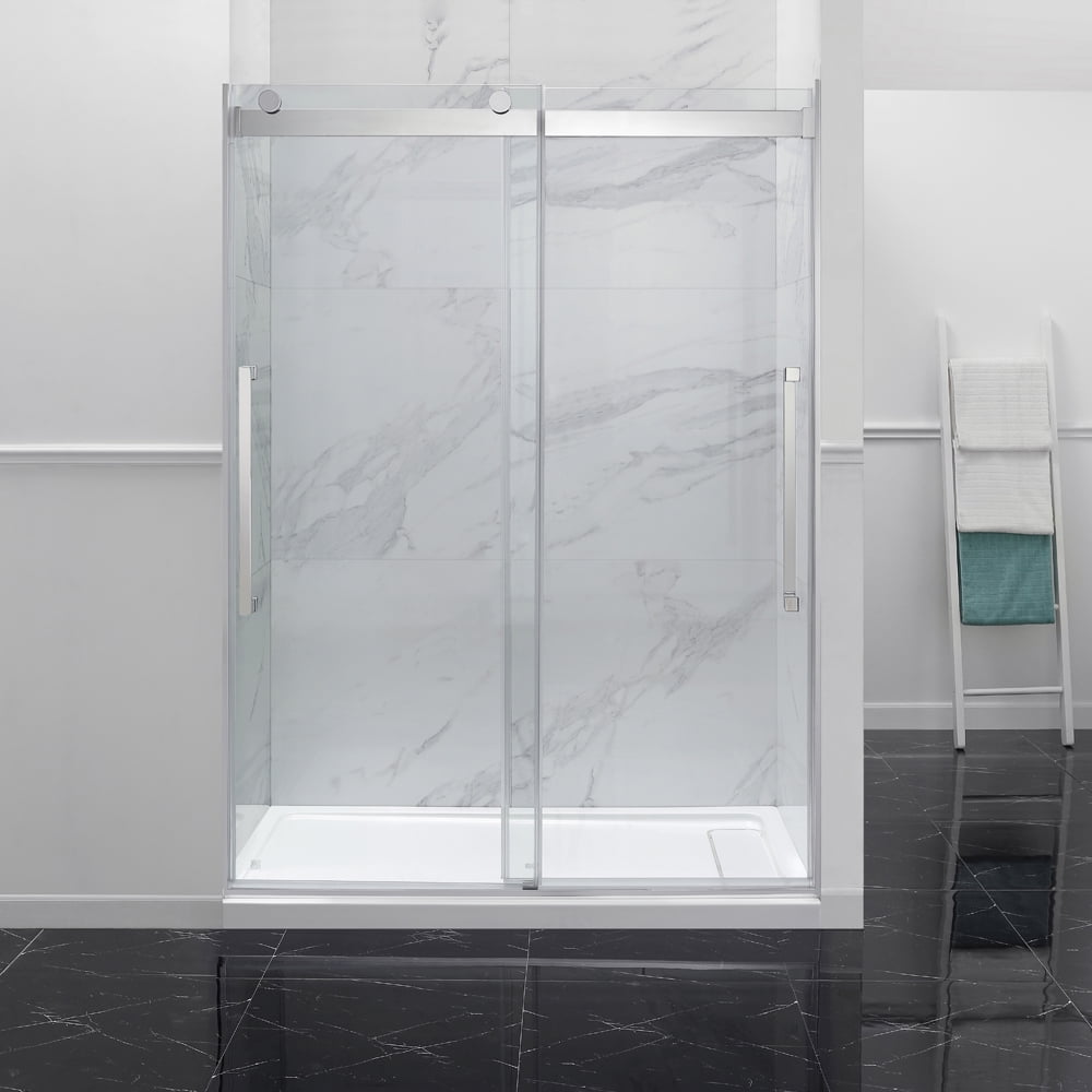 Ove Decors Montebello, Chrome Frameless Sliding Shower Door, 0.38in. x