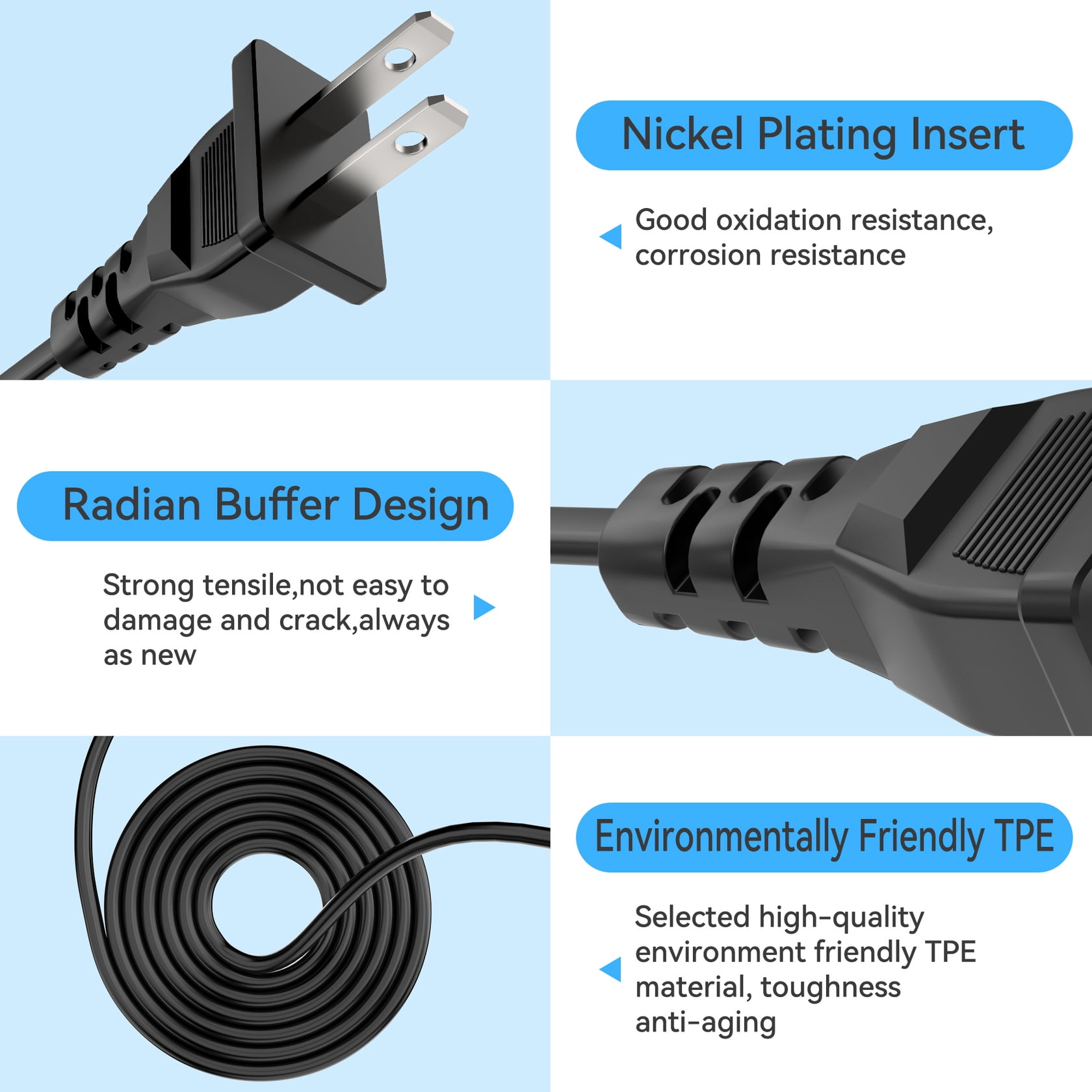XMHEIRD AC Power Cord Cable For Import By Aming Item Cord: AM-116 Rechargeable Stand Fan