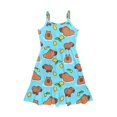 thumbnail image 6 of Uourmeti Girls Sleeveless Dress 11-12y Spaghetti Strap Sundress Capybara Love Tiered Dress for Summer Girls Swing Midi Tank Dress Kids Cute Capybara Clothes, 6 of 7