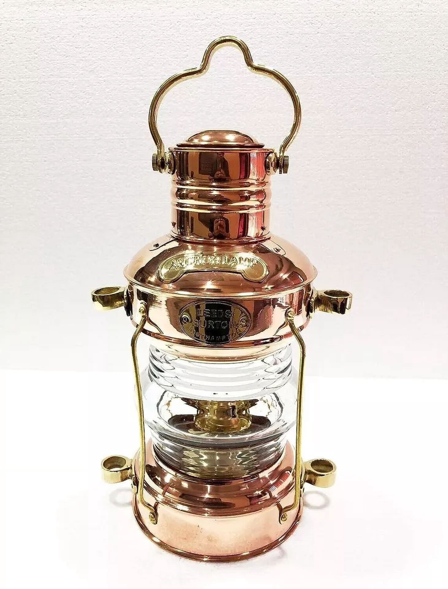12" Vintage Brass Copper Anchor Oil Lamp Collectible Nautical Maritime Ship Lantern Oil lamp Boat Light