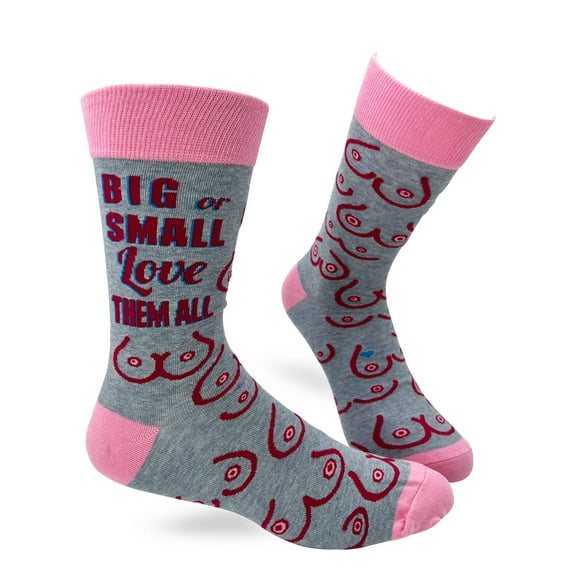 Big Or Small Love Them All Men's Novelty Crew Socks
