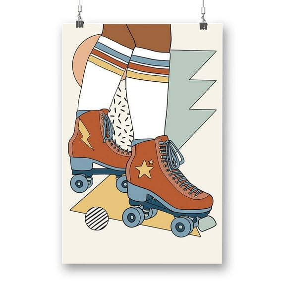 Let It Roll. Rollerskates Poster - Victoria Barnes Designs,