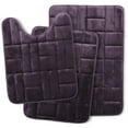 thumbnail image 1 of Clara Clark Bathroom Rugs, Velvet Memory Foam Bath Mat, Ultra Soft Non Slip and Absorbent - Tiled - Set Small, Large & Contour - Purple, 1 of 6