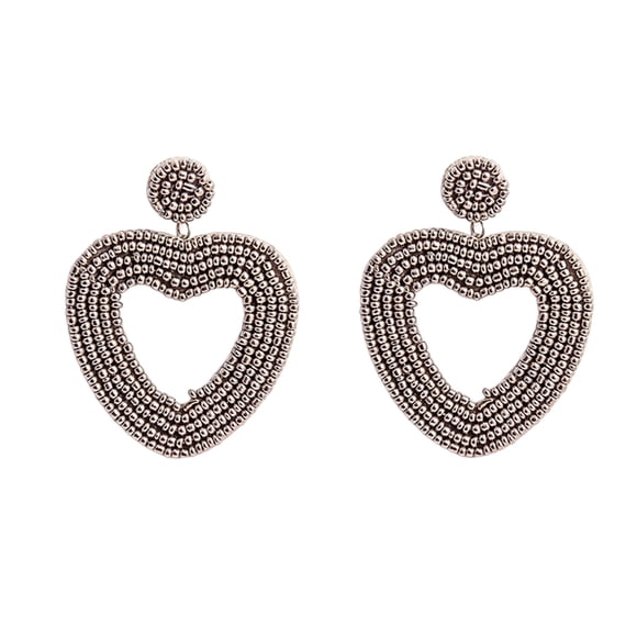 Beaded Drop Earrings Handmade Seed Bead Heart Hoop Dangle Earrings Bohemia Statement Earring Studs For Women Girls