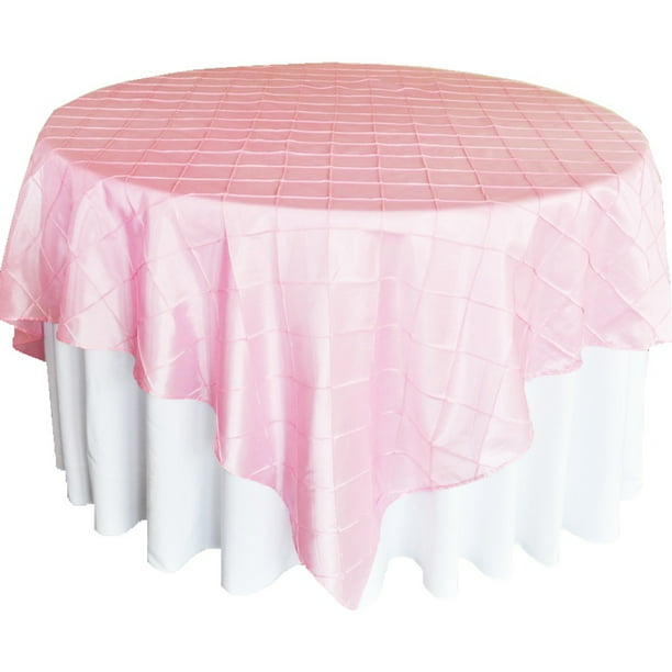 Quasimoon Light Pink Square Pintuck Chameleon Table Cloth Overlay Cover