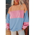 thumbnail image 2 of Women's Sky Blue Colorblock Patchwork Drop Shoulder Sweatshirt, 2 of 6