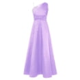 thumbnail image 3 of TiaoBug Girls' Sleeveless One Shoulder Rhinestone Satin Long Dress for Wedding Party Pageant Gown Lavender 16, 3 of 5