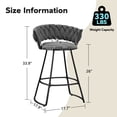 thumbnail image 3 of Andeworld 26'' Bar Stools with Woven Back set of 2, Modern Velvet Barstools with Upholstered Seating, Counter Height Barstool in U-Footrest, Gray, 3 of 7