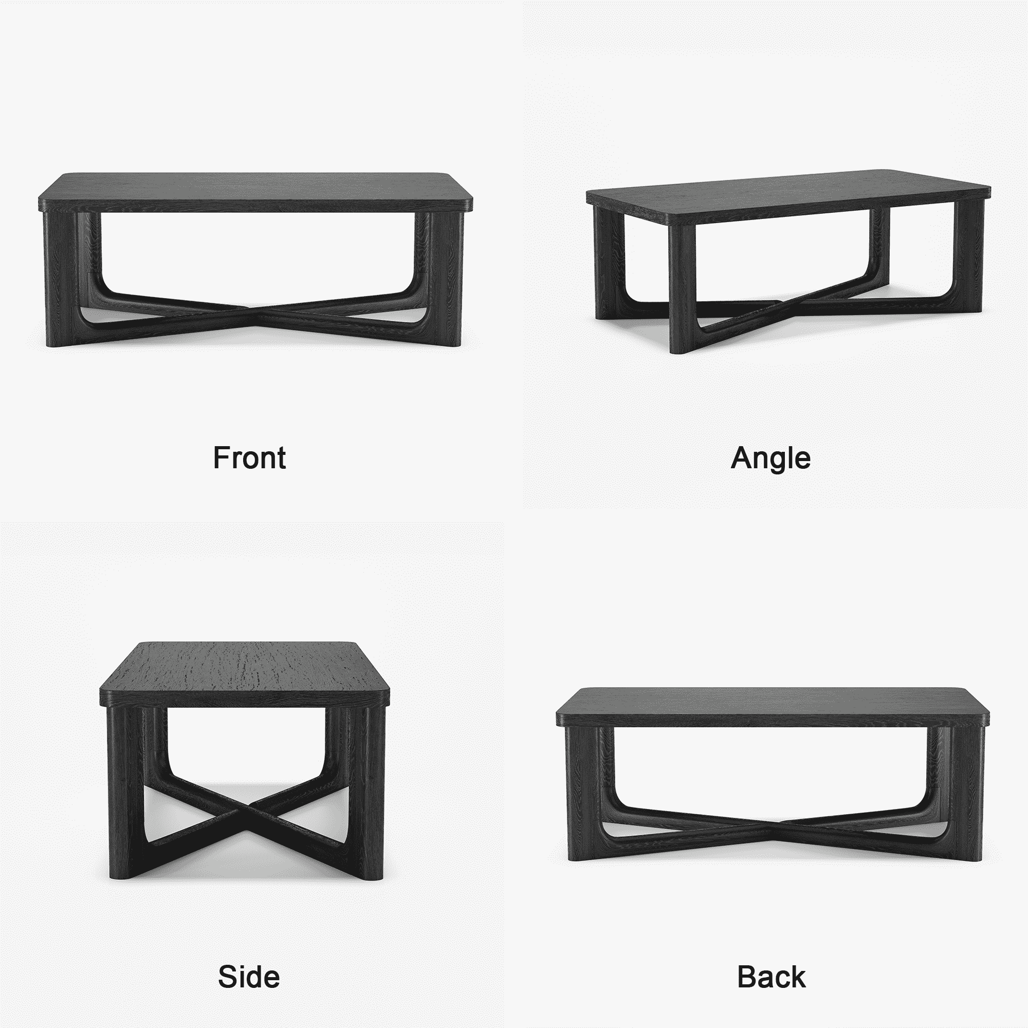 MAYEERTY 55” Rectangular Wood Coffee Table with Storage for Living Room, Black