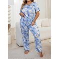 thumbnail image 5 of Women's Plus Size Blue Round Neck Pajama Set, 5 of 5