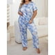 thumbnail image 5 of Women's Plus Size Blue Round Neck Pajama Set, 5 of 5