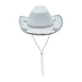 thumbnail image 5 of Women Rhinestone Cowboy Hats Sequined Wide Brim Western Hat Shiny Cowgirl Cap for Party Holidays, 5 of 6