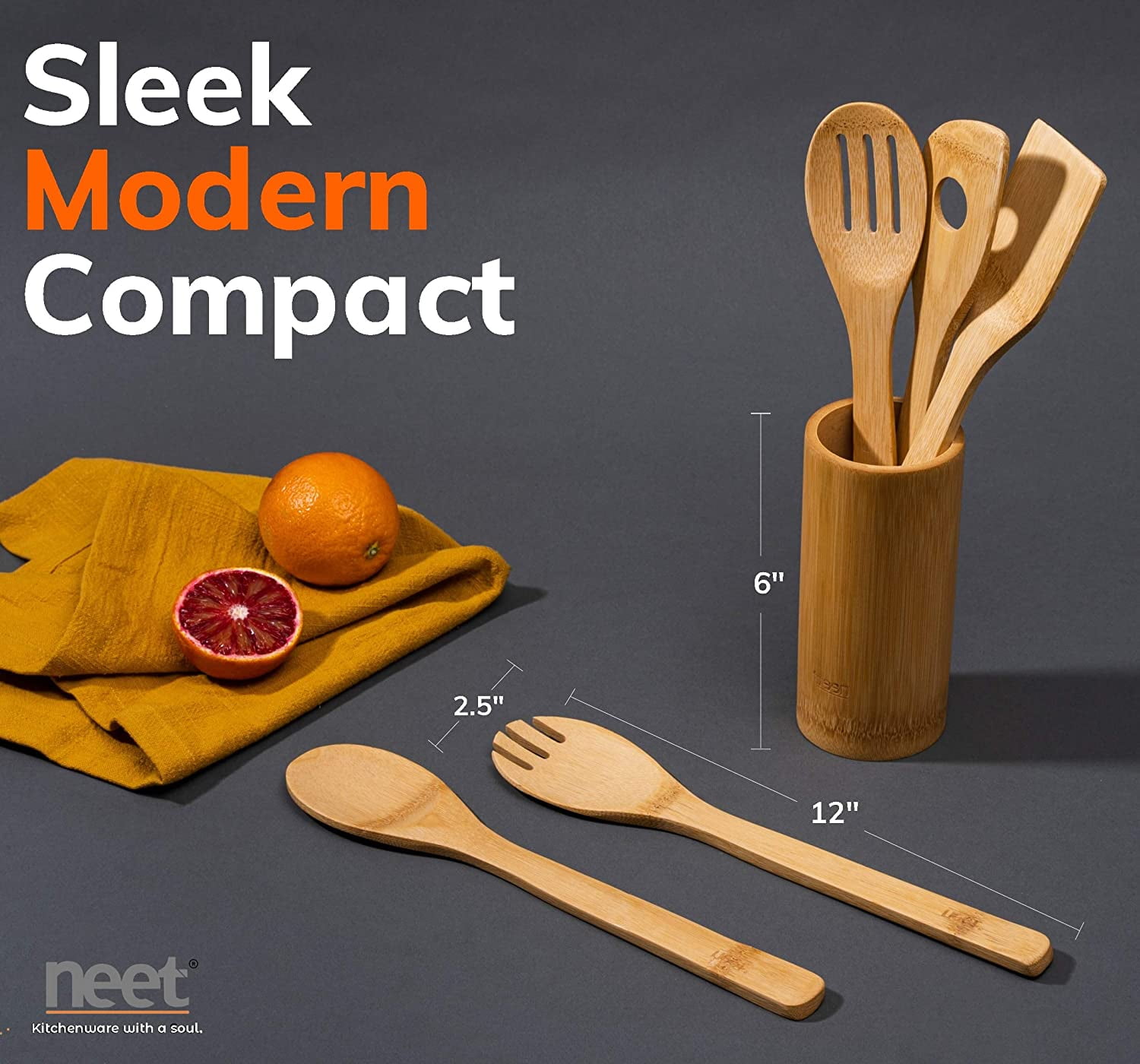 Wooden Spoons For Cooking 6 Piece Organic Bamboo Utensil Set
