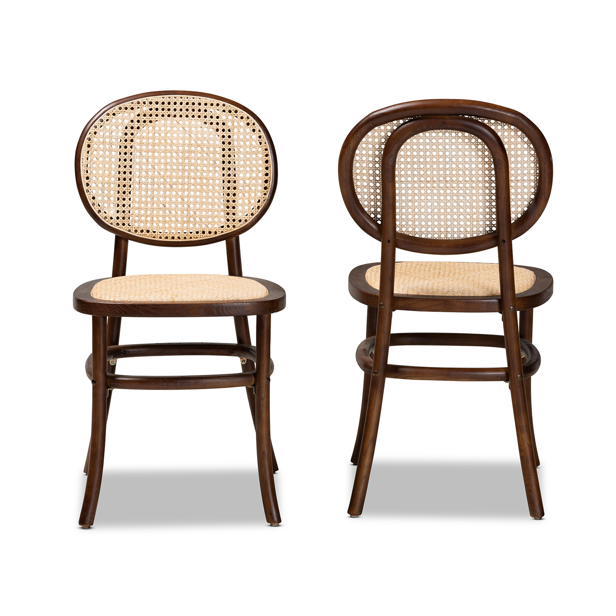 Baxton Studio Garold Dining Chair, Set of 2, Beige and Walnut Brown