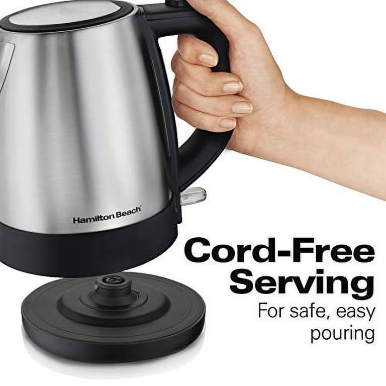 Hamilton Beach Electric Tea Kettle, Water Boiler u0026 Heater, 1 L, Cordless,  Auto-Shutoff u0026 Boil-Dry Protection, Stainless Steel (40998) - Walmart.com