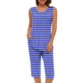 thumbnail image 2 of Bovxnpu Womens Plus Size Pajama Sets, 2 Piece Loungewear For Women, Fashion Woman Round Neck Printing Sleeveless Blouse Shorts Pants Elastic Waist Pajama Sets L, 2 of 7