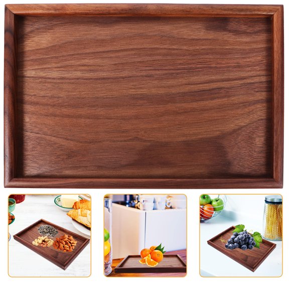 OUNONA Bathroom Vanity Tray Countertop Perfume Display Wood Plate Rectangle Shampoo Bottle Holder