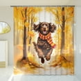 thumbnail image 3 of Welcome Fall Boykin Spaniel Strolling Through the Autumn Maple Forest Shower Curtain Dog Lover Waterproof Bathroom Bathtub Curtain - 12012, 3 of 5