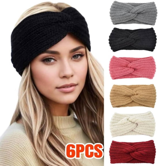 Women's Winter Knitted Headband, 6 Pieces, Headband, Versatile Hair Band, Ear Warmers, Elastic Spring, Autumn and Winter