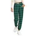 thumbnail image 2 of Levmjia Womens Jogger Pants Plaid Printed Strap Drawstring Pocket Casual For Home Wear Comfort Fit All Season Trousers With Flowy Wide Leg and Stylish Design, 2 of 6