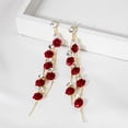 thumbnail image 2 of Shisuyan 1 Pair Long Rose Earrings Rhinestone Dangle Earrings for Women Ear Jewelry, 2 of 9