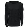 thumbnail image 4 of SGMVNU Womens Sweater Tops Casual Crewneck Fringe Tassel Knitted Pullover Sweater Tops Knitwear Fall Winter Clothes Black M, 4 of 5