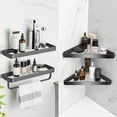 thumbnail image 6 of Bathroom Shelves Wall Mounted Glass Corner Shower Shelf for Bathroom Floating Shelf Tempered Glass Wall Organizer 2-Tier(Black), 6 of 15